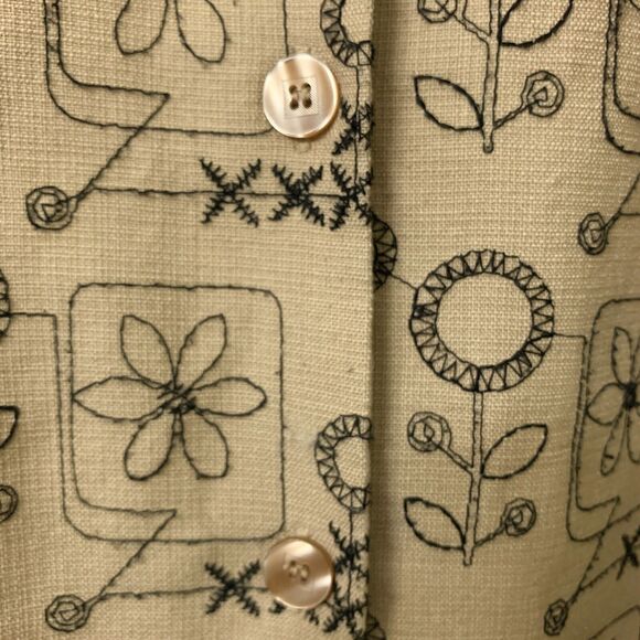 Alfred Dunner Top Size 14 Front Buttons, Stitching Details, Brown, Linen Blend - Picture 6 of 10